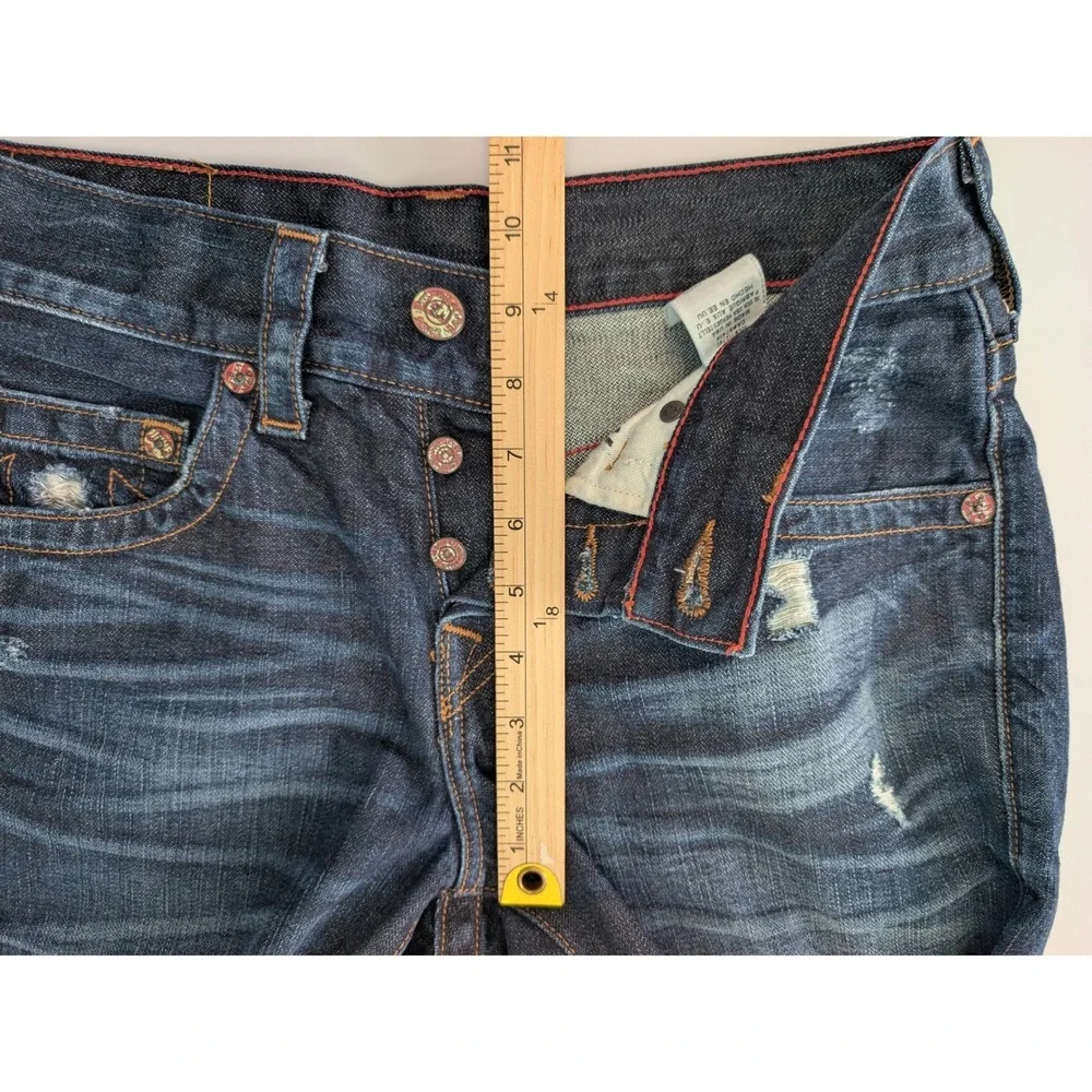 True Religion‎ Rocco Relaxed Skinny Distressed Dark Wash Denim Jeans Mens 28 USA